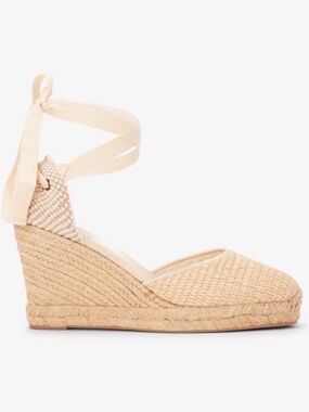 NWT Soludos Espadrille Wedge Ankle-Tie Sandals in Natural